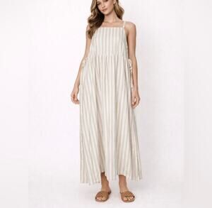 Samansa Mos2 Sz F One Sz Japanese Lagenlook Cotton Overall Dress Granola Natural